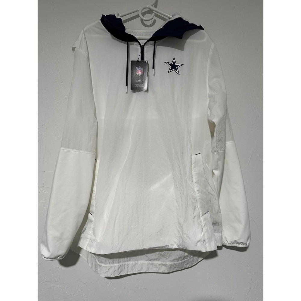 Nike Dallas Cowboys NFL Sideline Coach Half-Zip Windbreaker Jacket White XL NEW